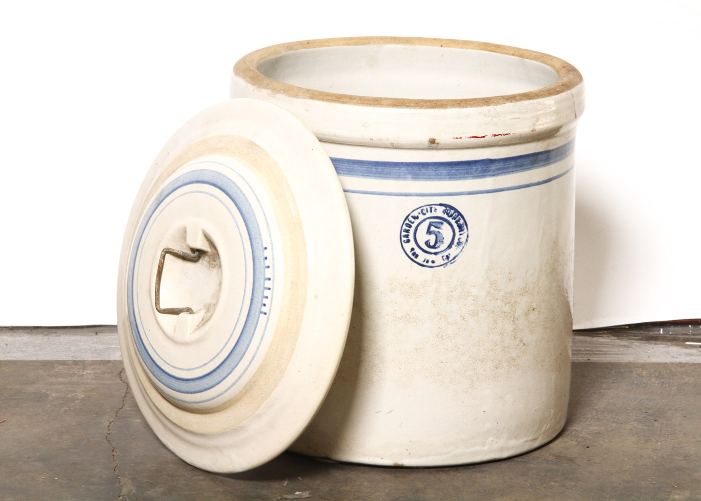 Collection of Three Vintage Garden City Pottery Company Stoneware Crocks