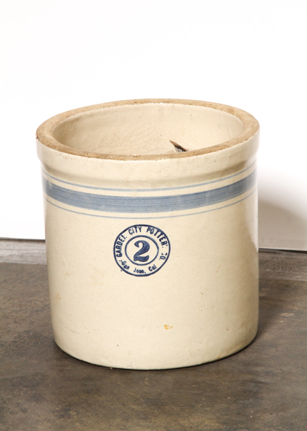 Collection of Three Vintage Garden City Pottery Company Stoneware Crocks