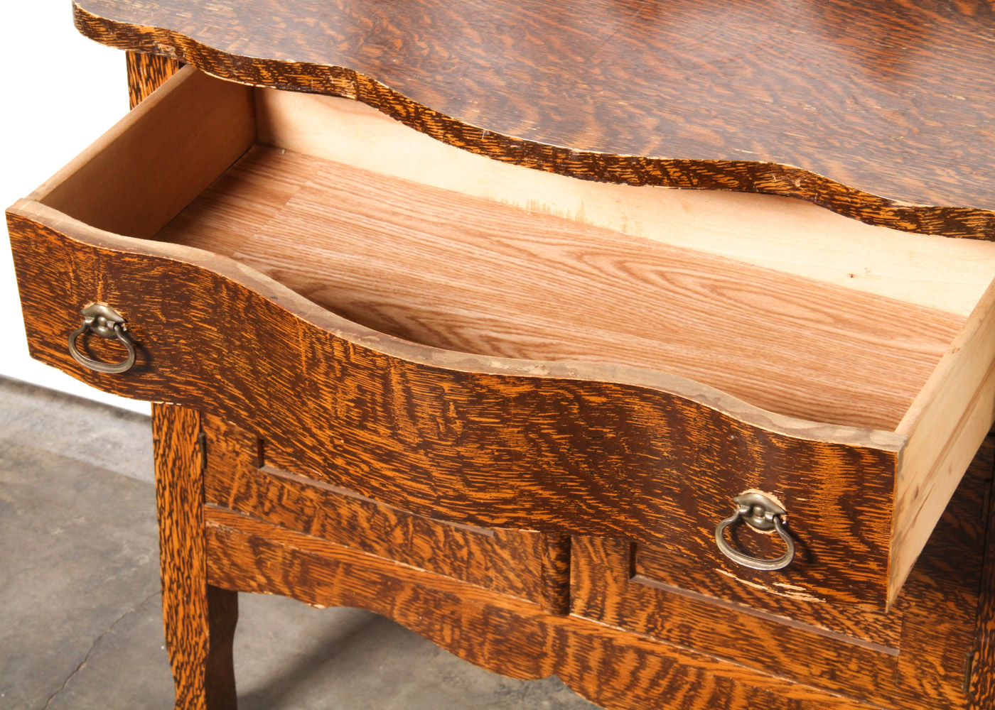 Vintage Victorian Style Faux Tiger Oak Wash Stand with Towel Bar