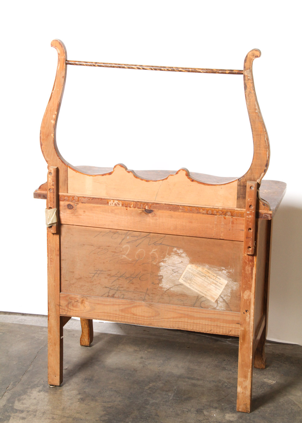 Vintage Victorian Style Faux Tiger Oak Wash Stand with Towel Bar