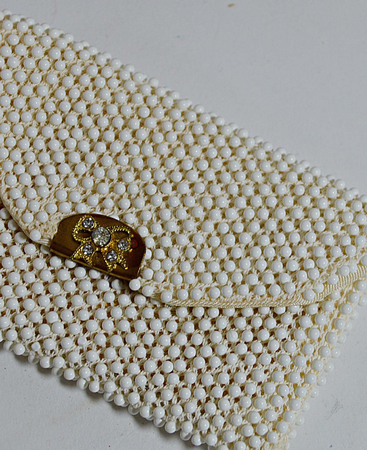 Vintage Cream and Off White Sequined and Beaded Bags with French, Art Deco