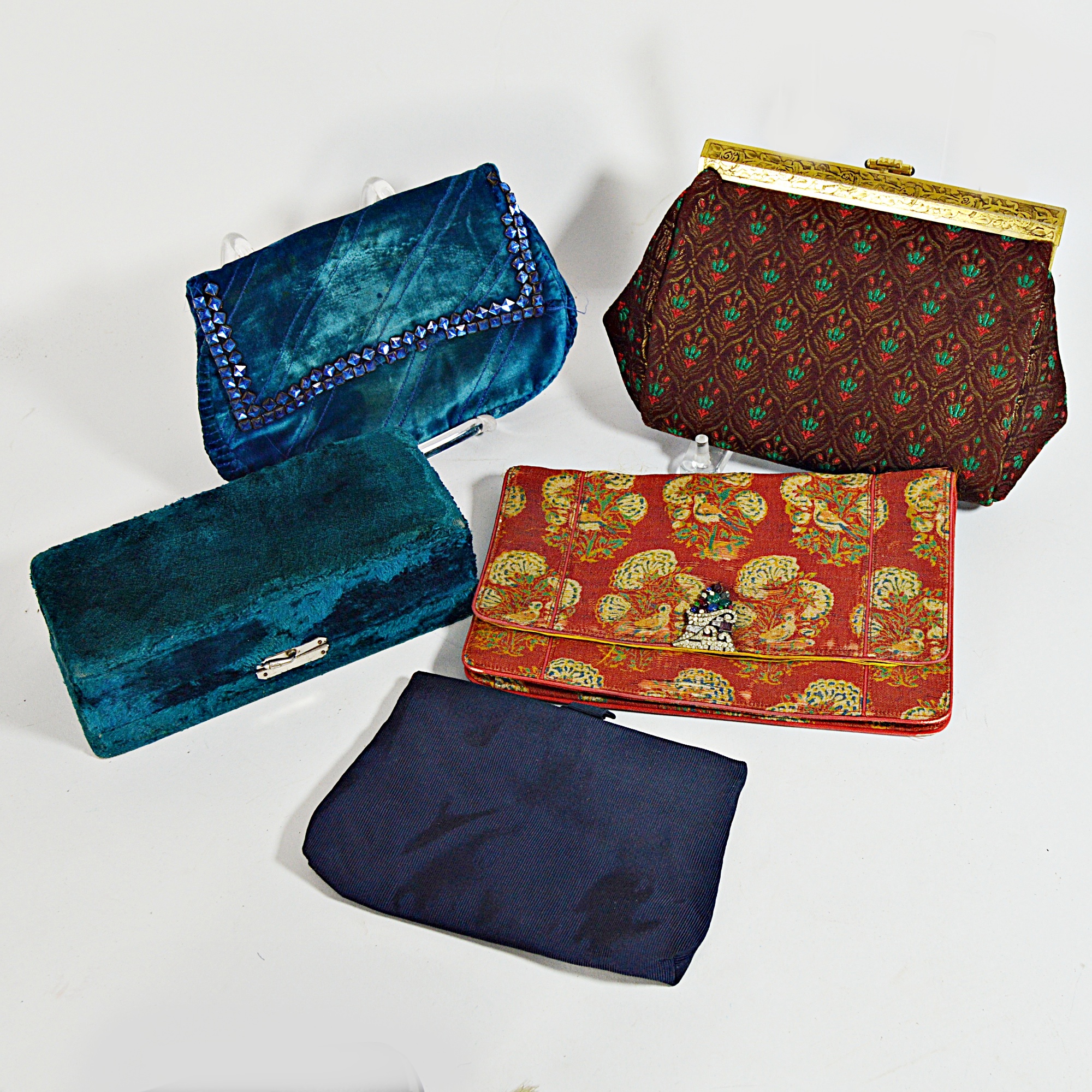 Vintage Velvet and Brocade Handbags with Velvet Jewelry Box