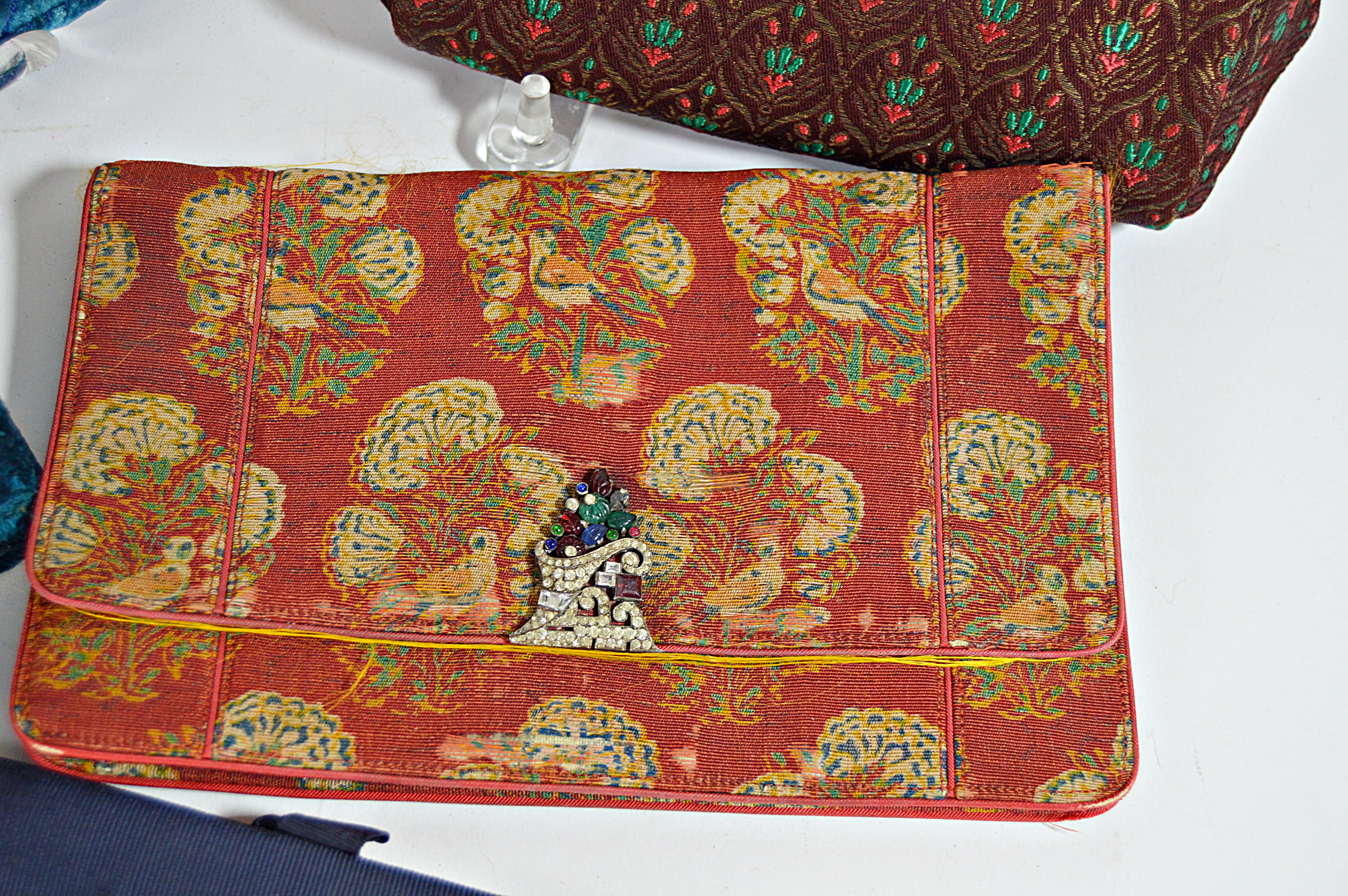 Vintage Velvet and Brocade Handbags with Velvet Jewelry Box