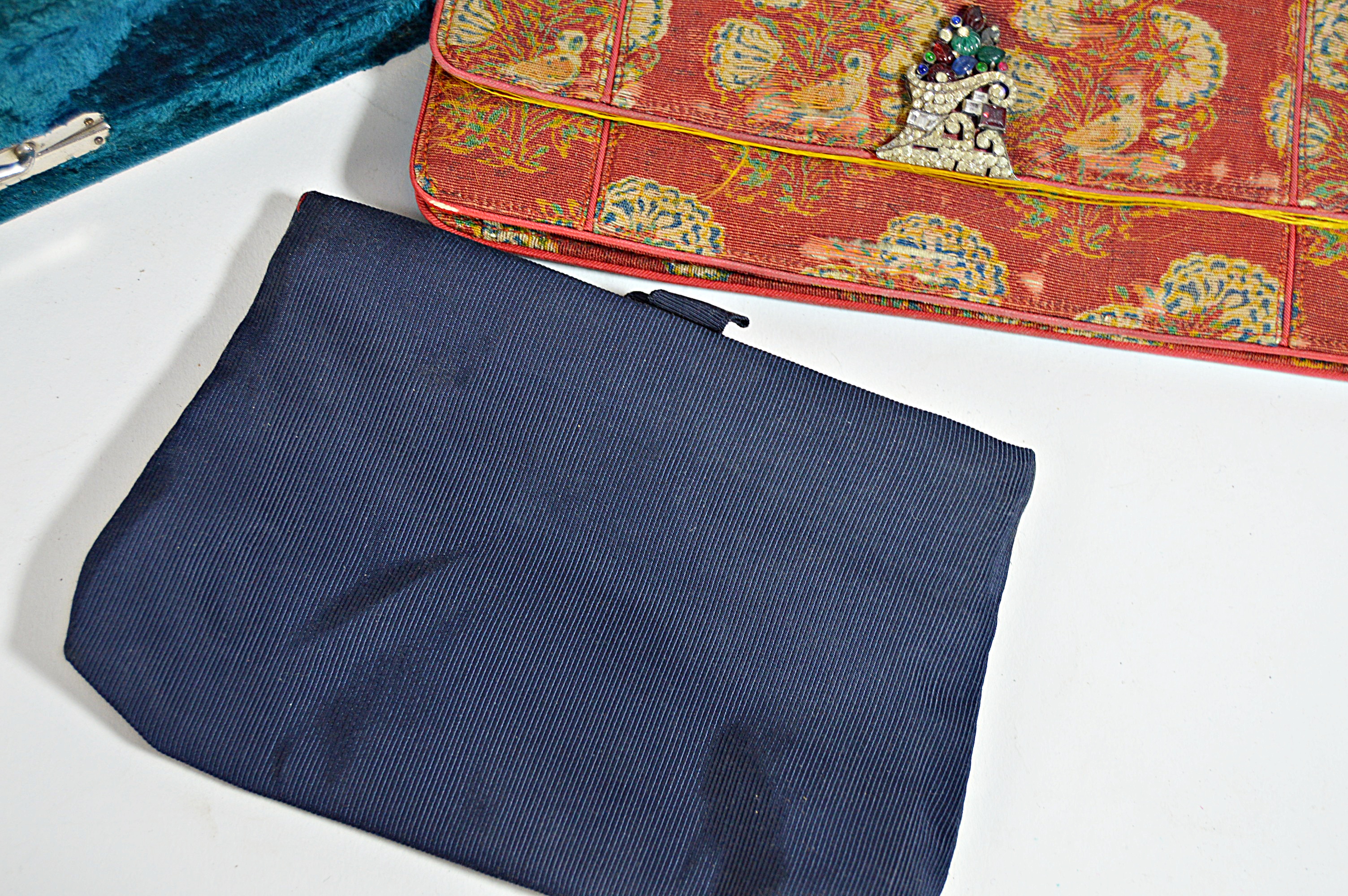 Vintage Velvet and Brocade Handbags with Velvet Jewelry Box