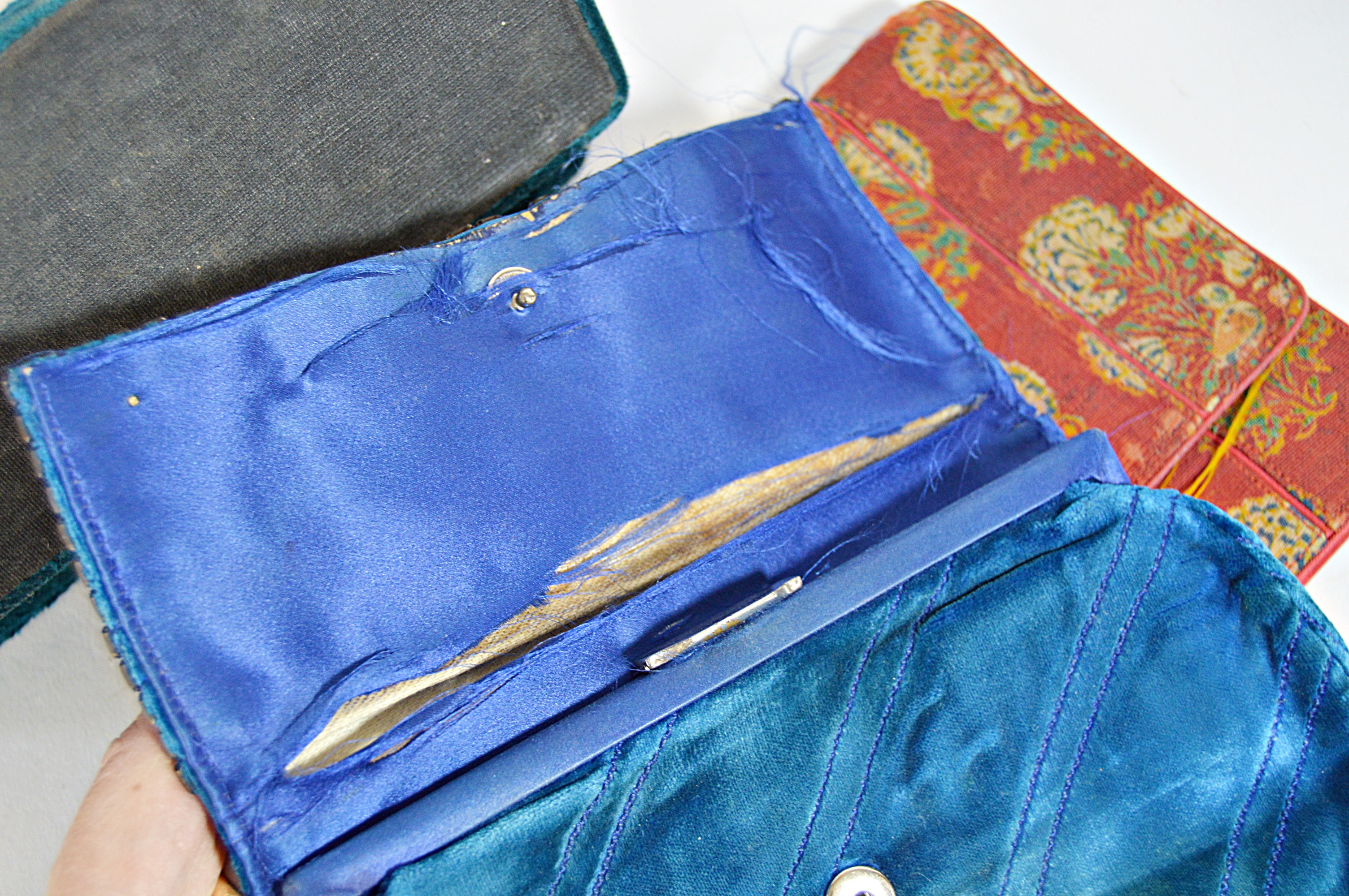 Vintage Velvet and Brocade Handbags with Velvet Jewelry Box