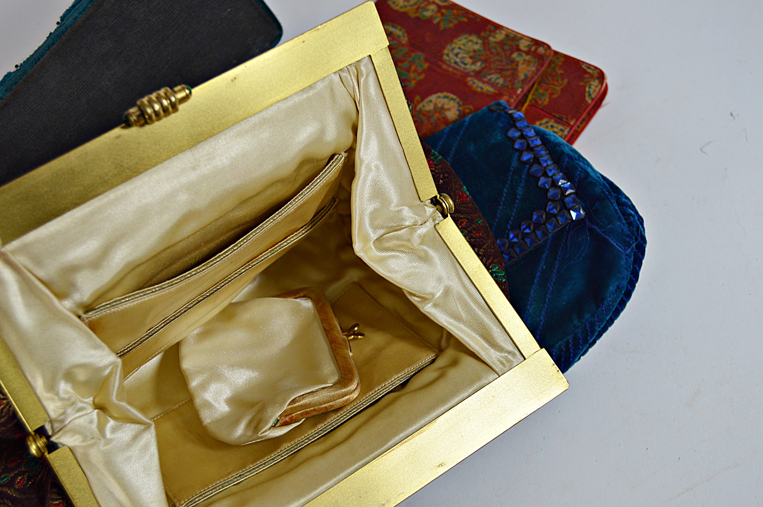 Vintage Velvet and Brocade Handbags with Velvet Jewelry Box