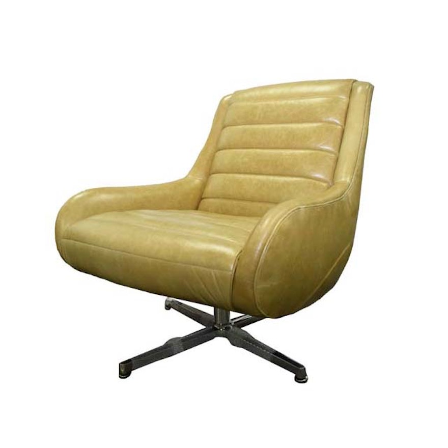 Mid Century Modern Leather and Chrome Armchair