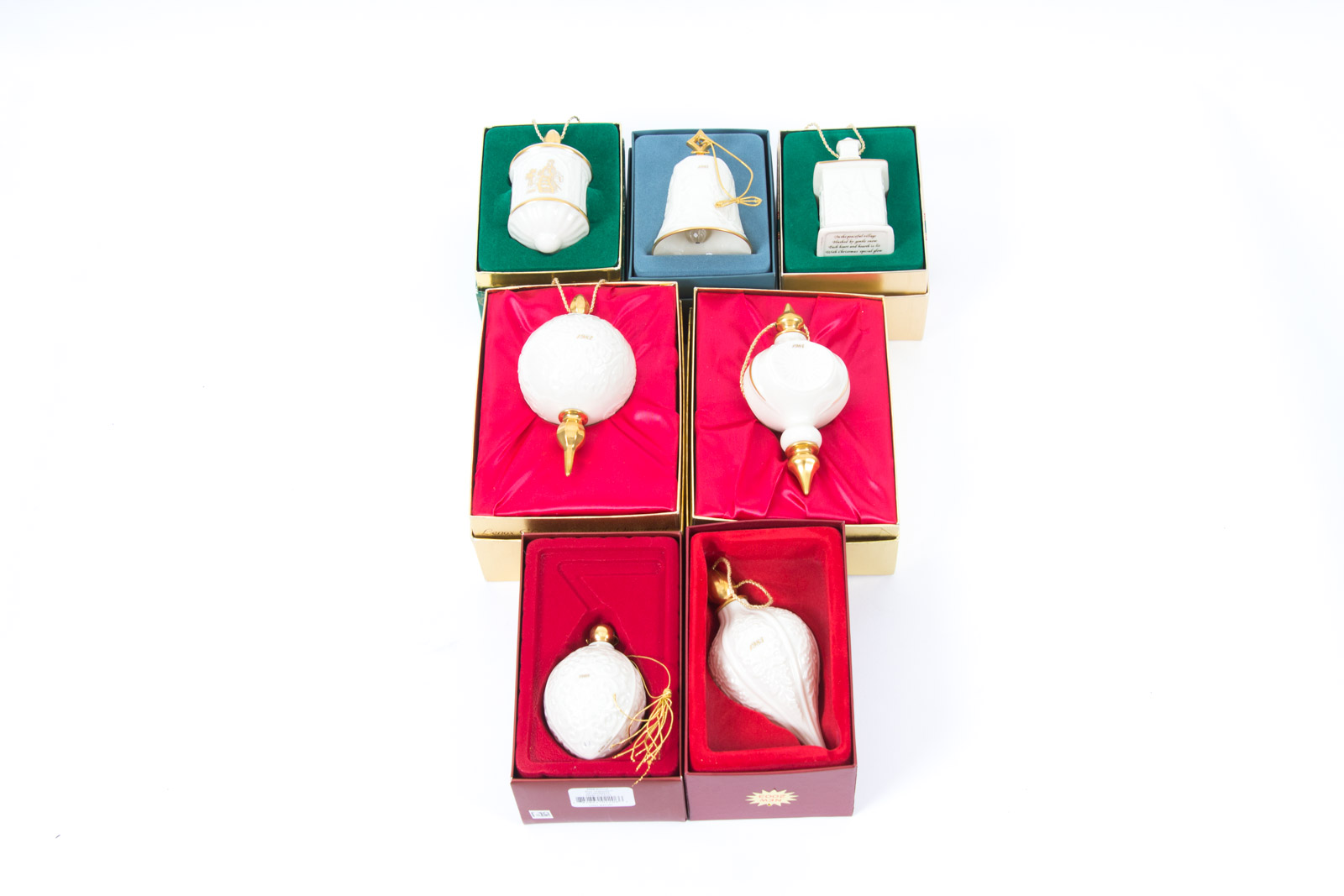 Seven 1980s Lenox Christmas Ornaments