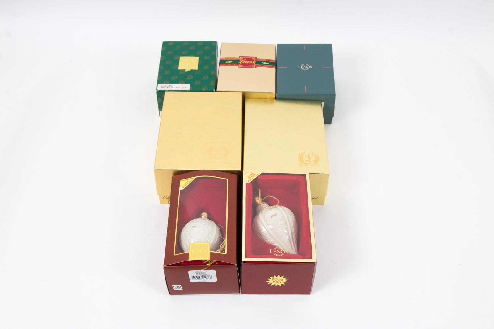 Seven 1980s Lenox Christmas Ornaments