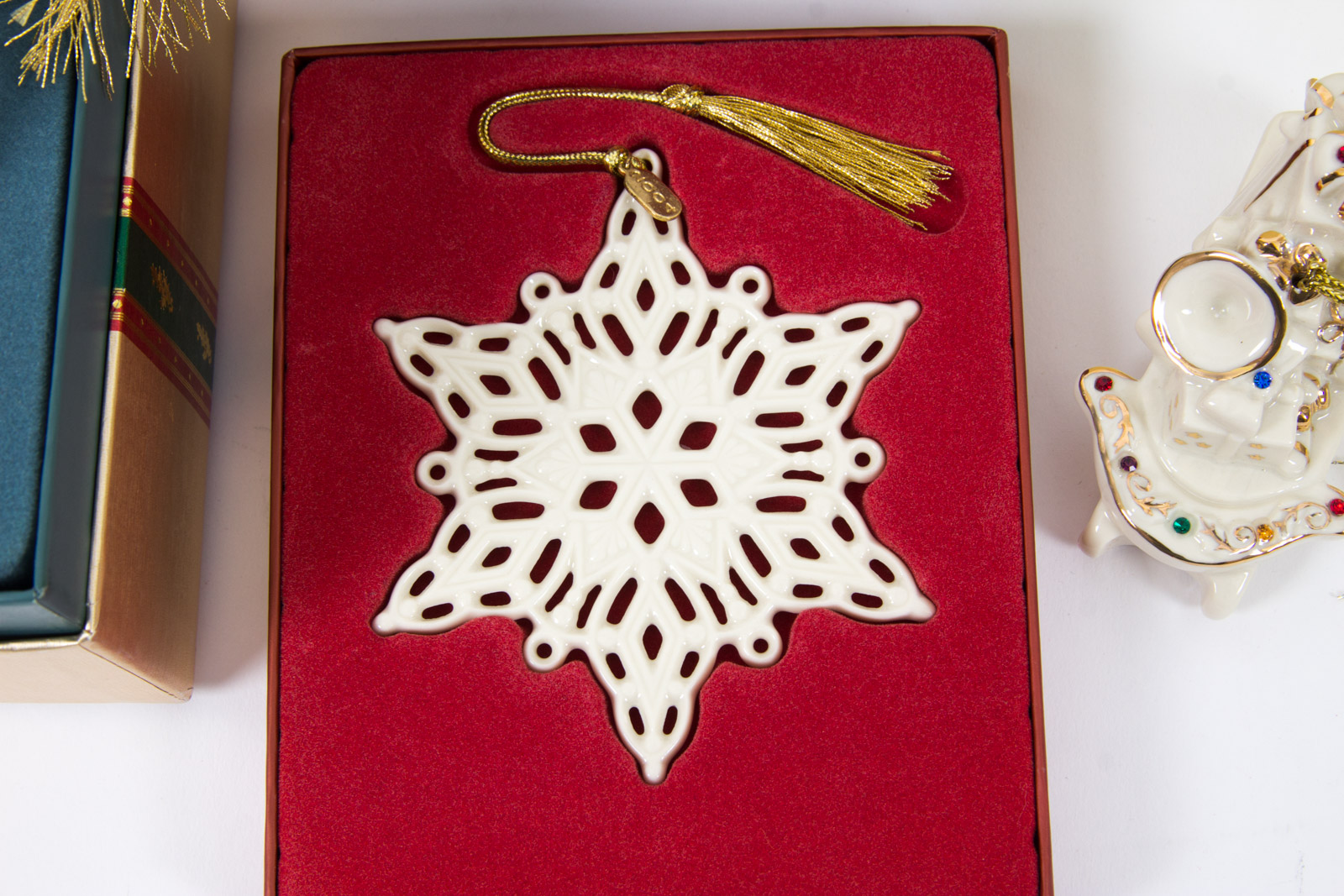 Eight Early 2000s Lenox Christmas Ornaments