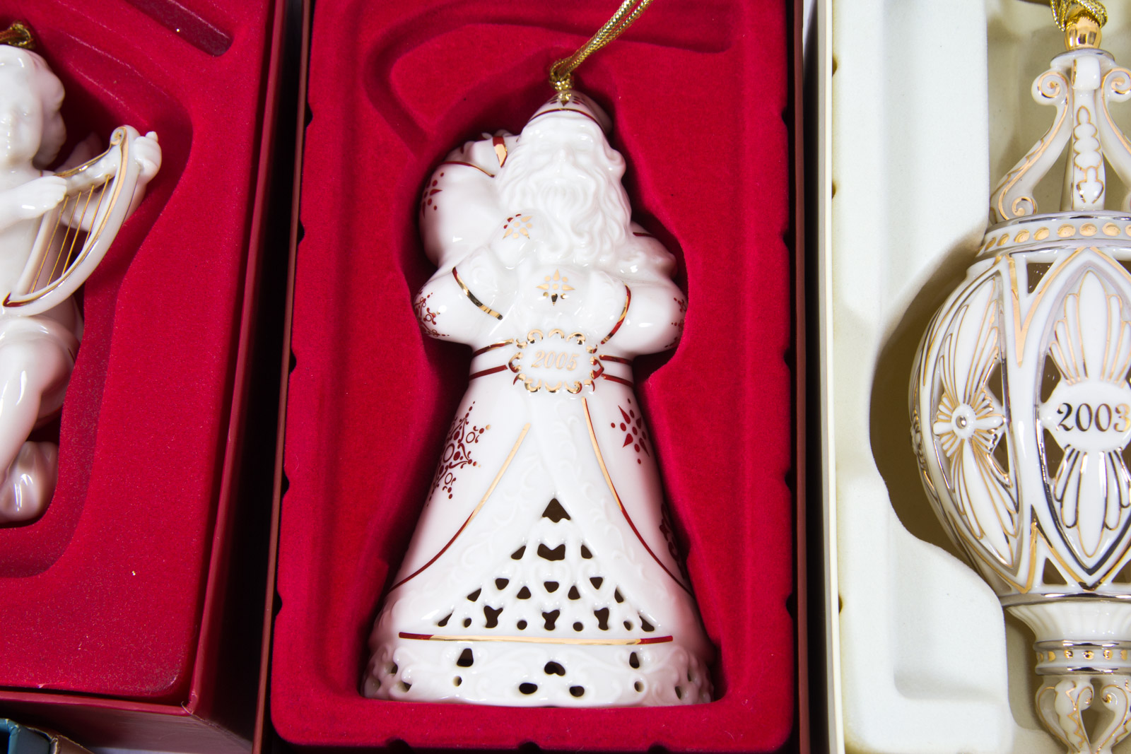 Eight Early 2000s Lenox Christmas Ornaments