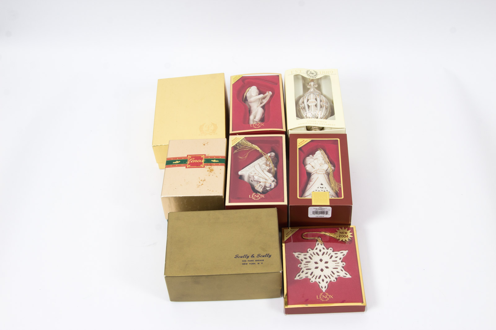 Eight Early 2000s Lenox Christmas Ornaments