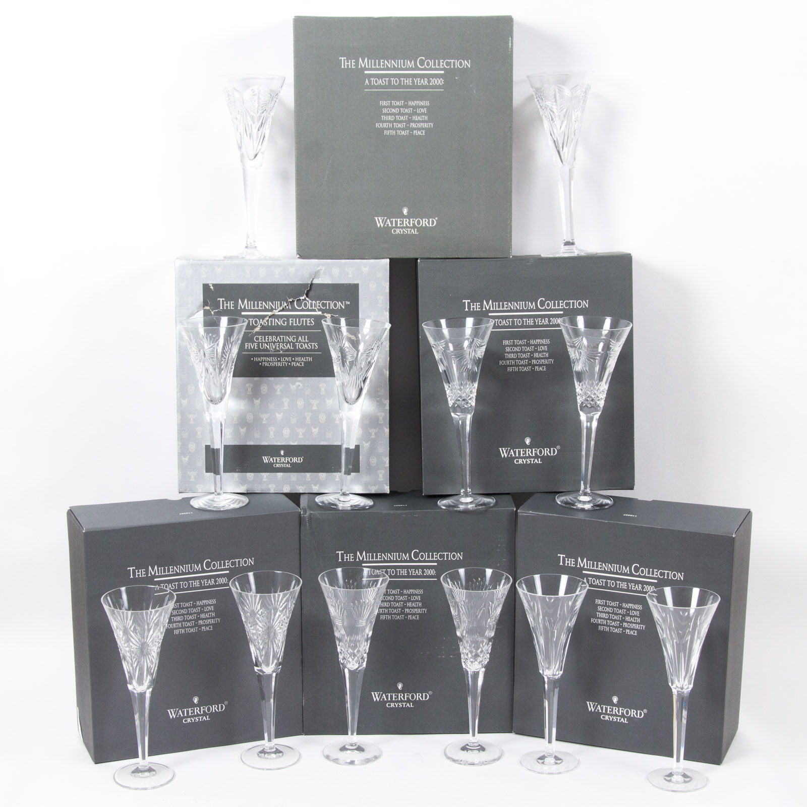 Complete Waterford Millennium Collection Toasting Flutes Set