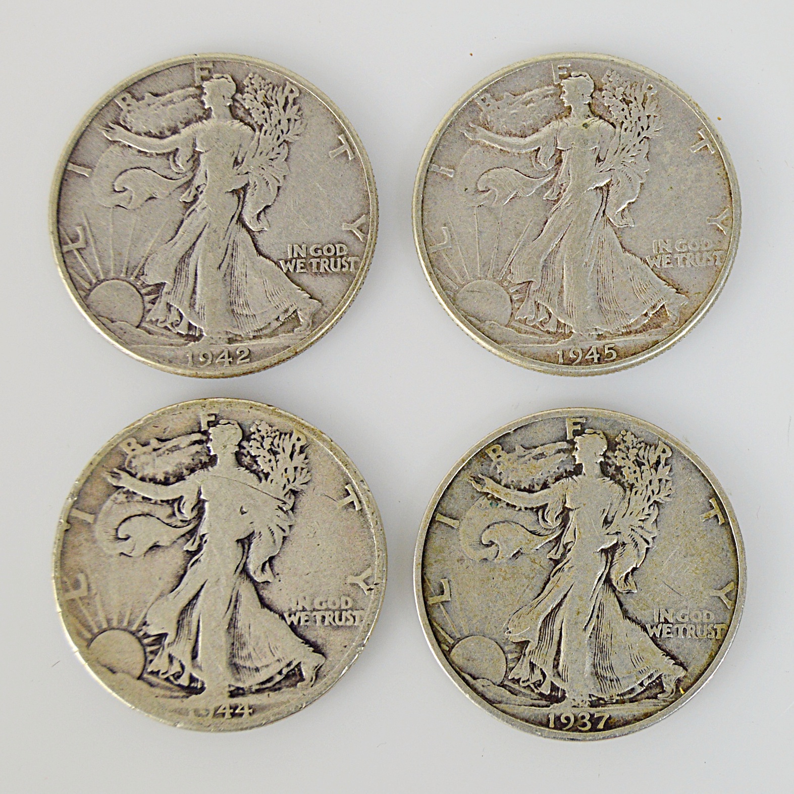 U.S. Walking Liberty Silver Half Dollars, 1937-1945