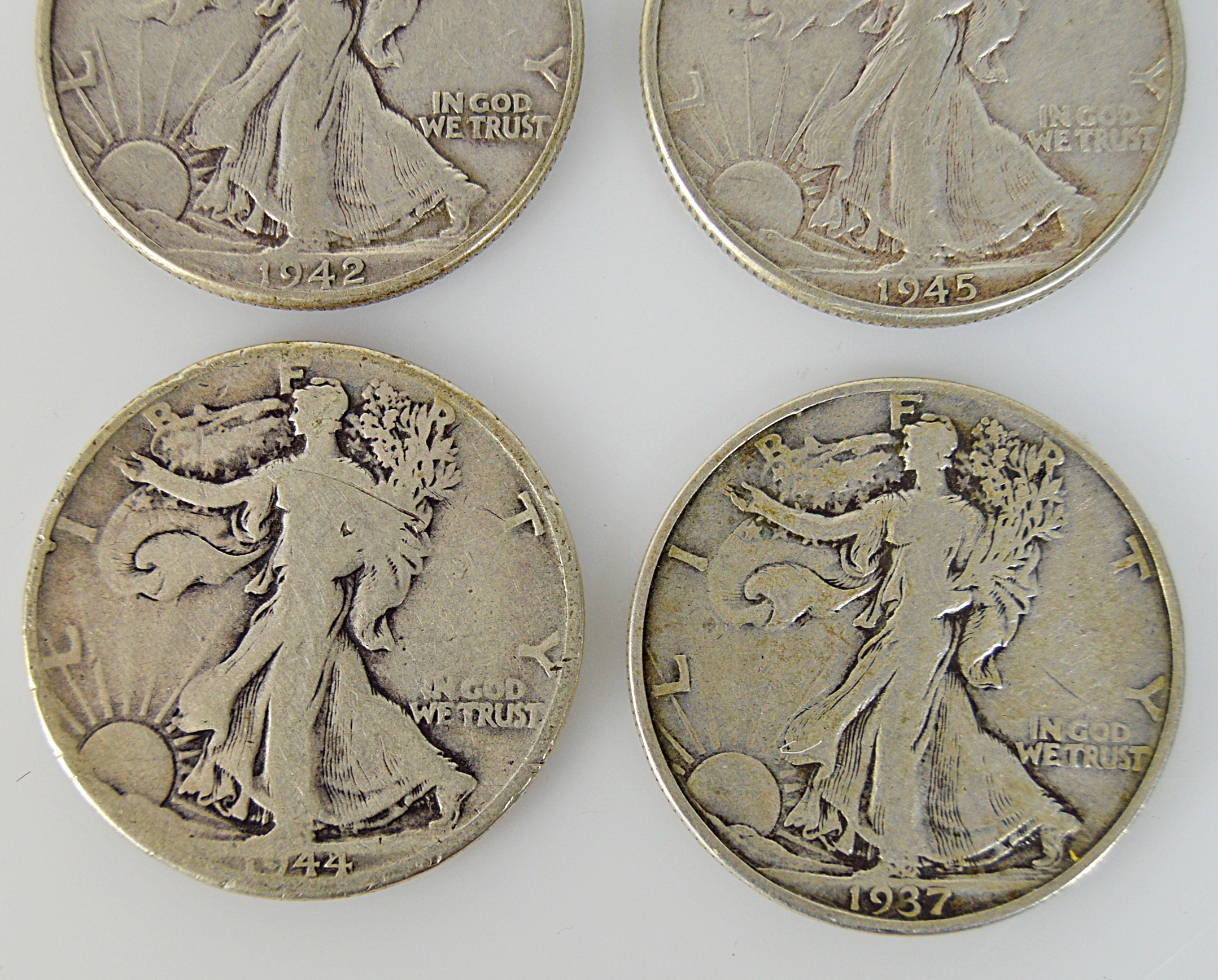 U.S. Walking Liberty Silver Half Dollars, 1937-1945