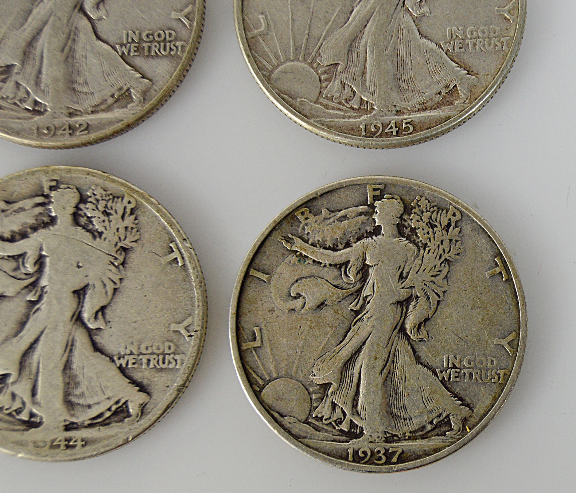 U.S. Walking Liberty Silver Half Dollars, 1937-1945