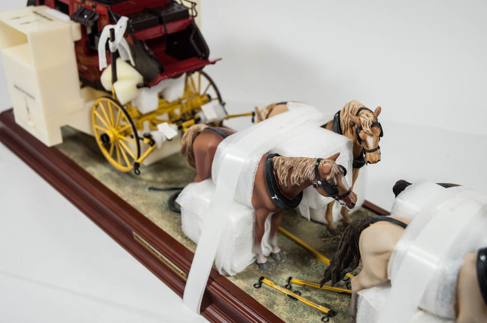 Wells Fargo Die Cast Stagecoach Model with Four Horse Team by The Franklin Mint