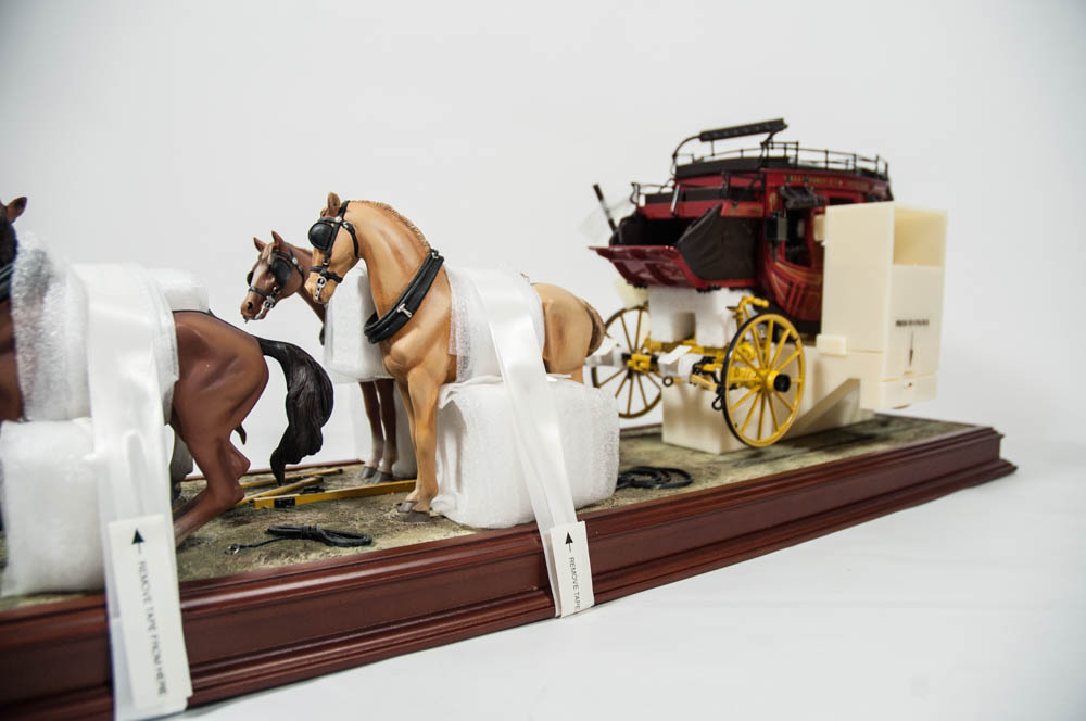 Wells Fargo Die Cast Stagecoach Model with Four Horse Team by The Franklin Mint
