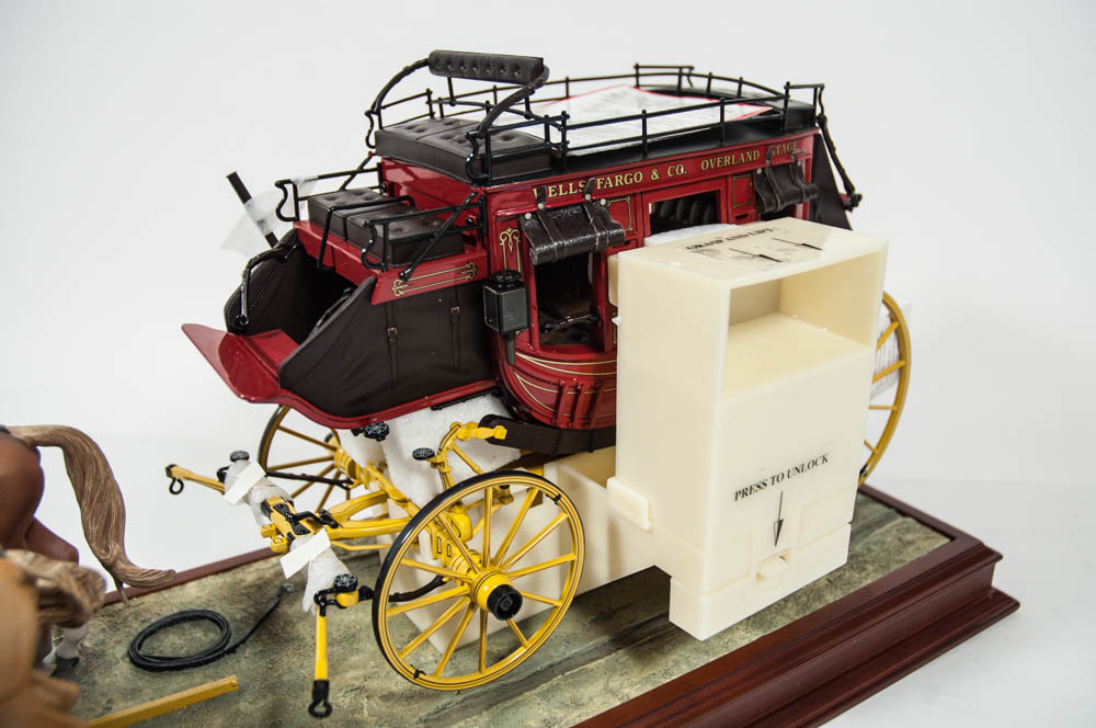 Wells Fargo Die Cast Stagecoach Model with Four Horse Team by The Franklin Mint