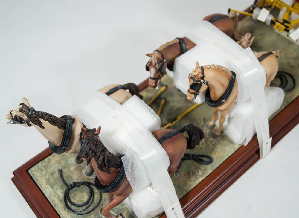 Wells Fargo Die Cast Stagecoach Model with Four Horse Team by The Franklin Mint