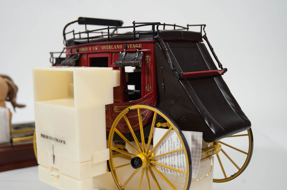 Wells Fargo Die Cast Stagecoach Model with Four Horse Team by The Franklin Mint