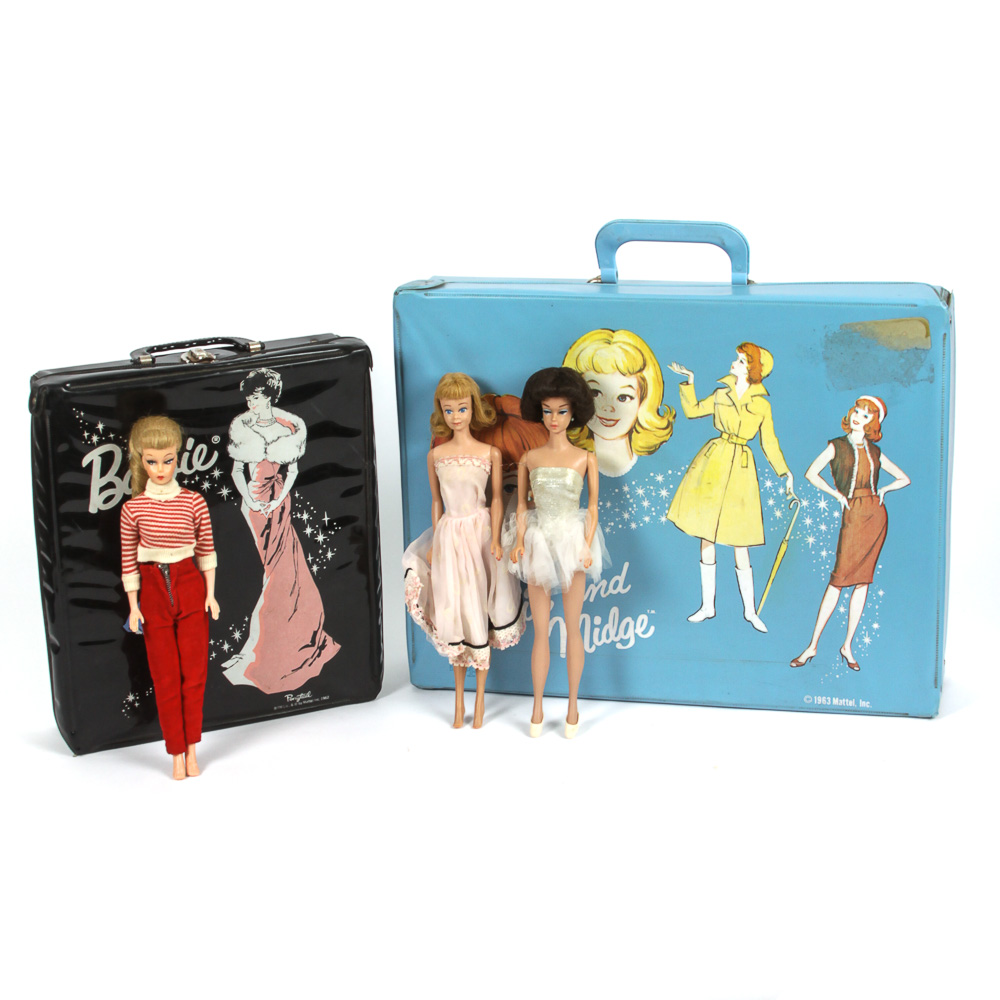Vintage Barbie Dolls in Travel Cases