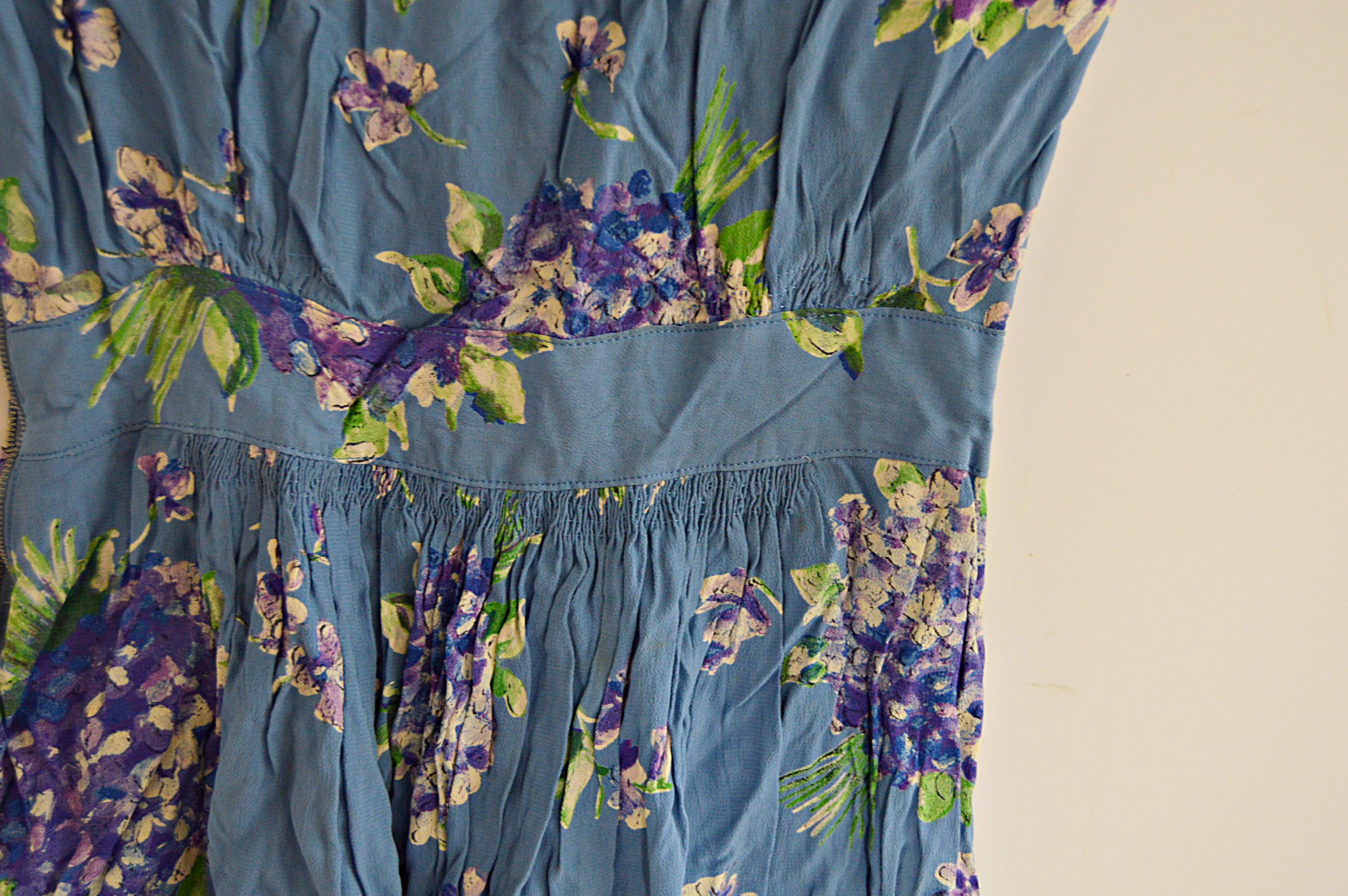 1930s Flowered Rayon Dress
