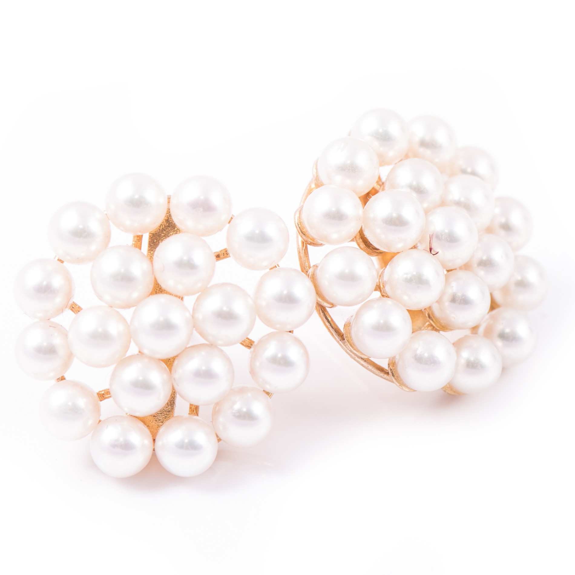 14K Yellow Gold Cultured Pearl Circle Earrings