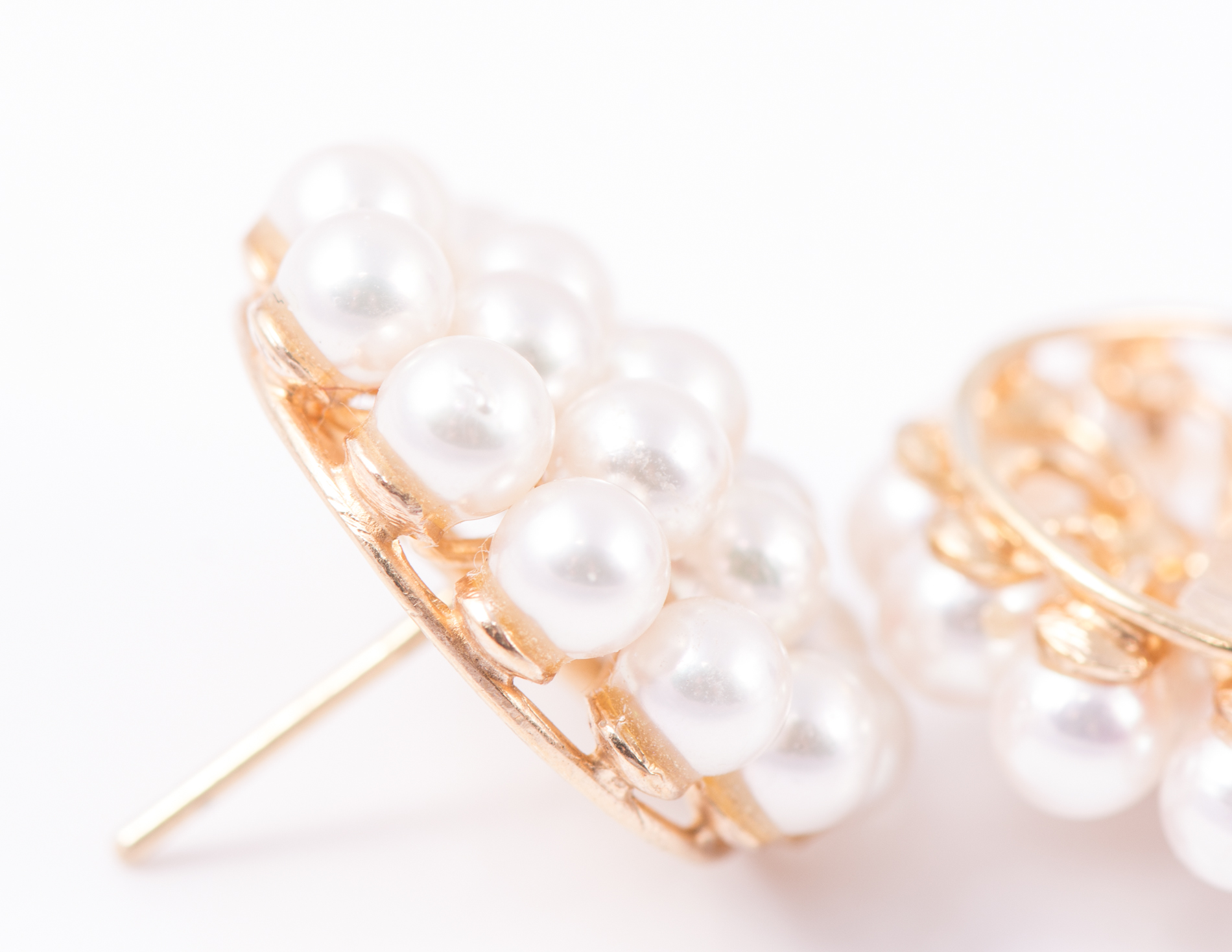 14K Yellow Gold Cultured Pearl Circle Earrings