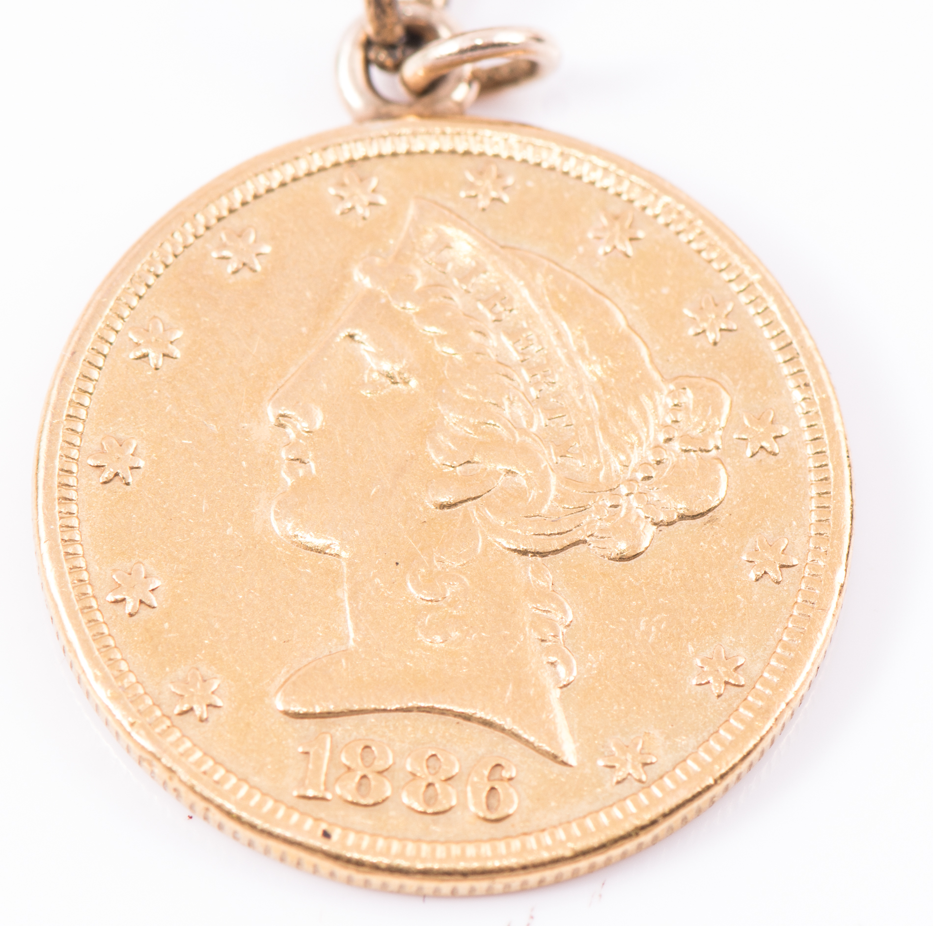 14K Yellow Gold Necklace with 1886-S Liberty Head Coin Pendant