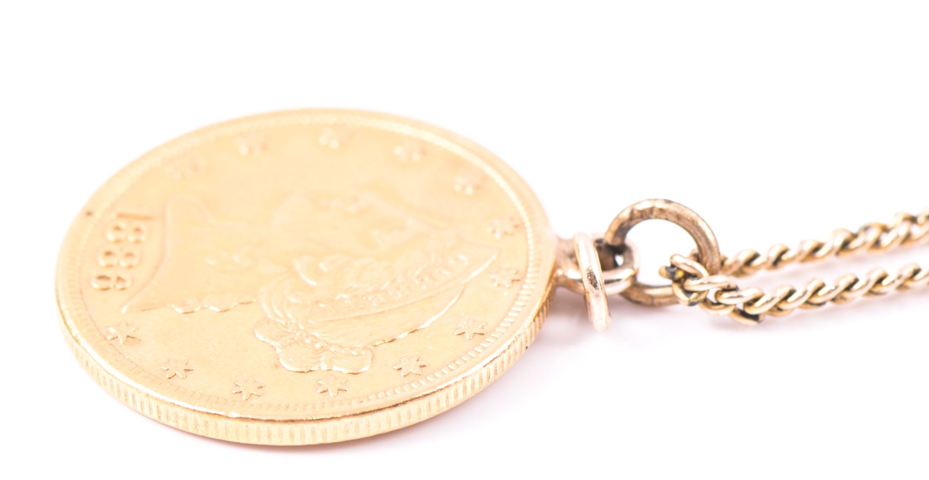 14K Yellow Gold Necklace with 1886-S Liberty Head Coin Pendant