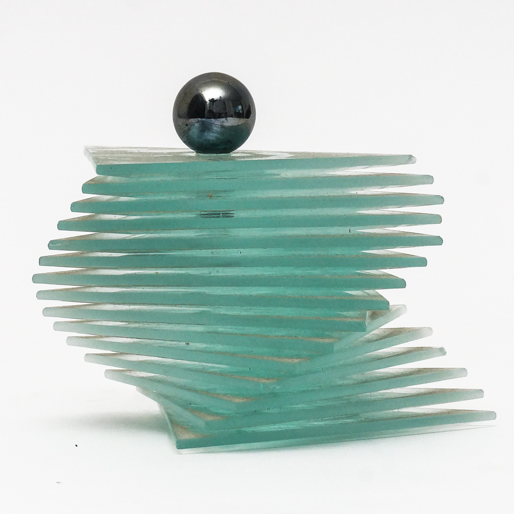 Glass Coffee Table with Spiral Stacked Base