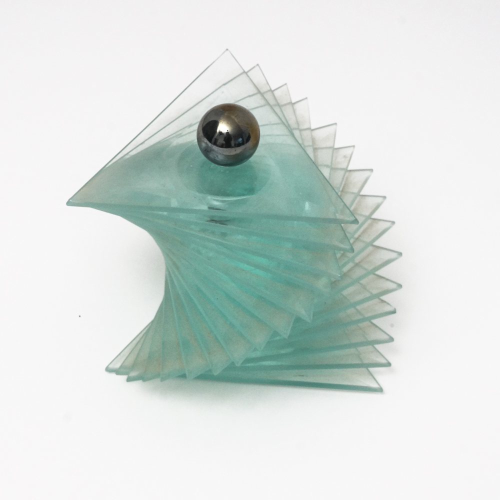 Glass Coffee Table with Spiral Stacked Base