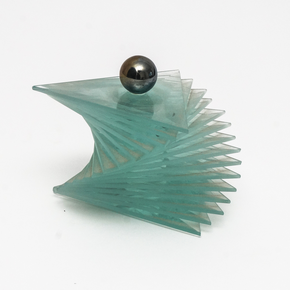 Glass Coffee Table with Spiral Stacked Base