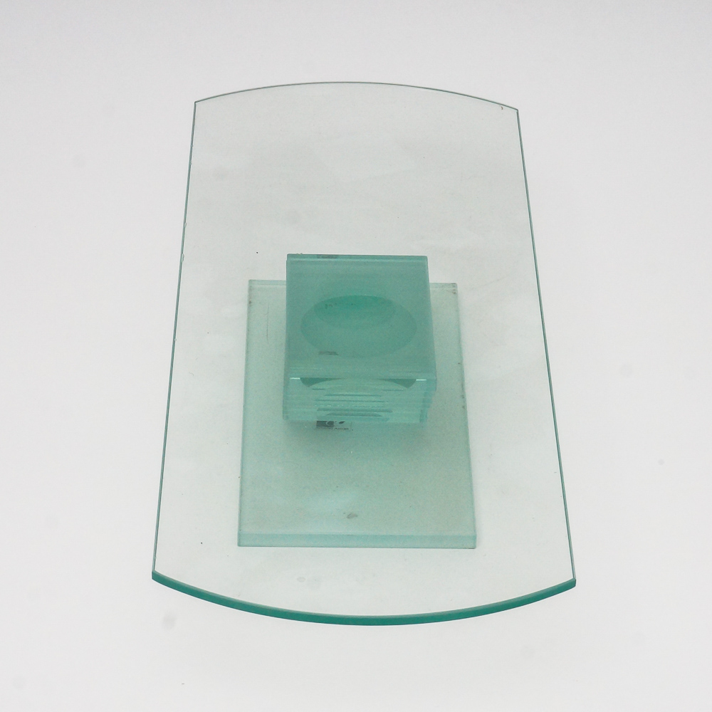 Glass Coffee Table with Spiral Stacked Base