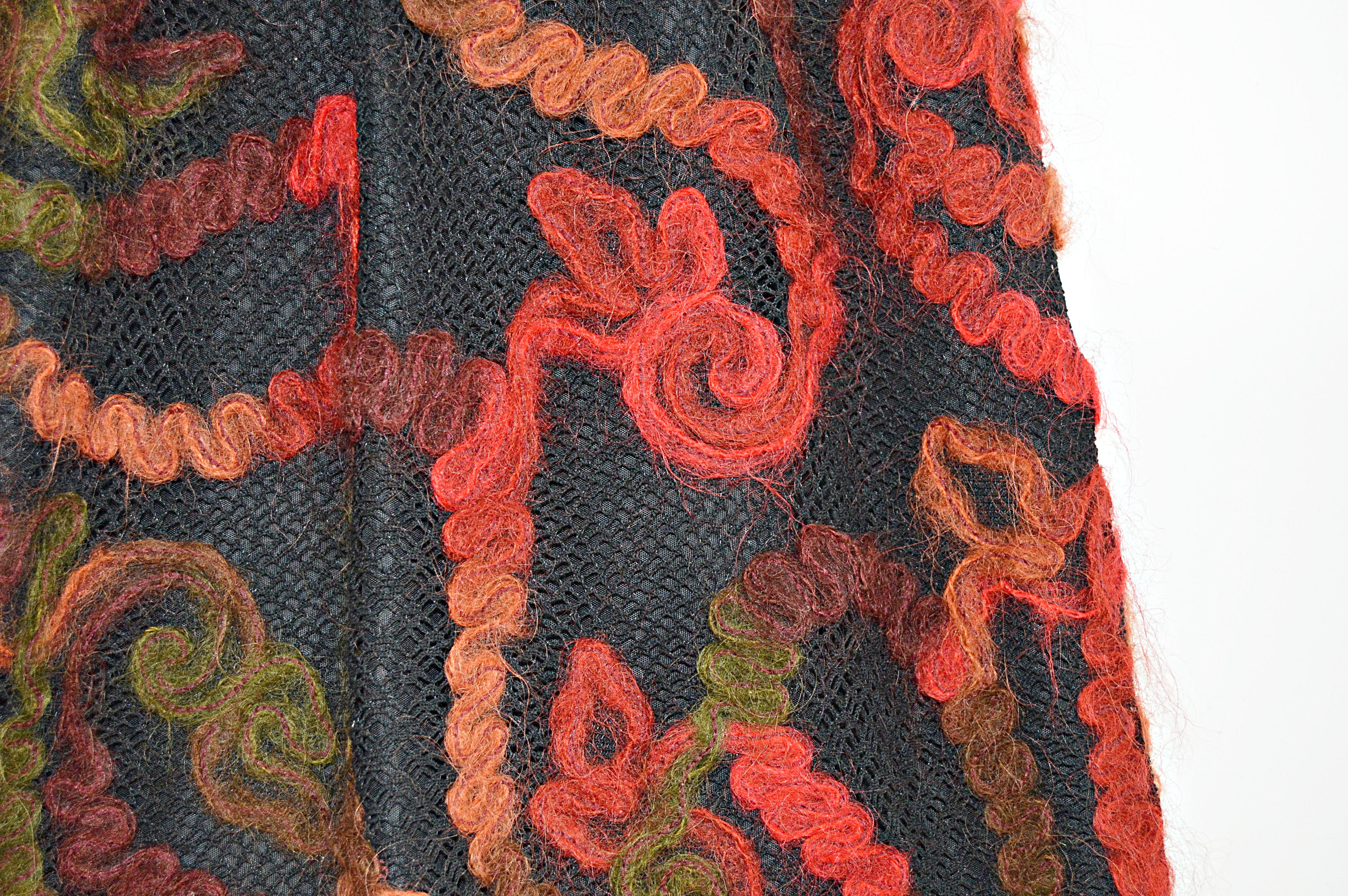 1960s Knit Dress with Mohair Embroidered Skirt