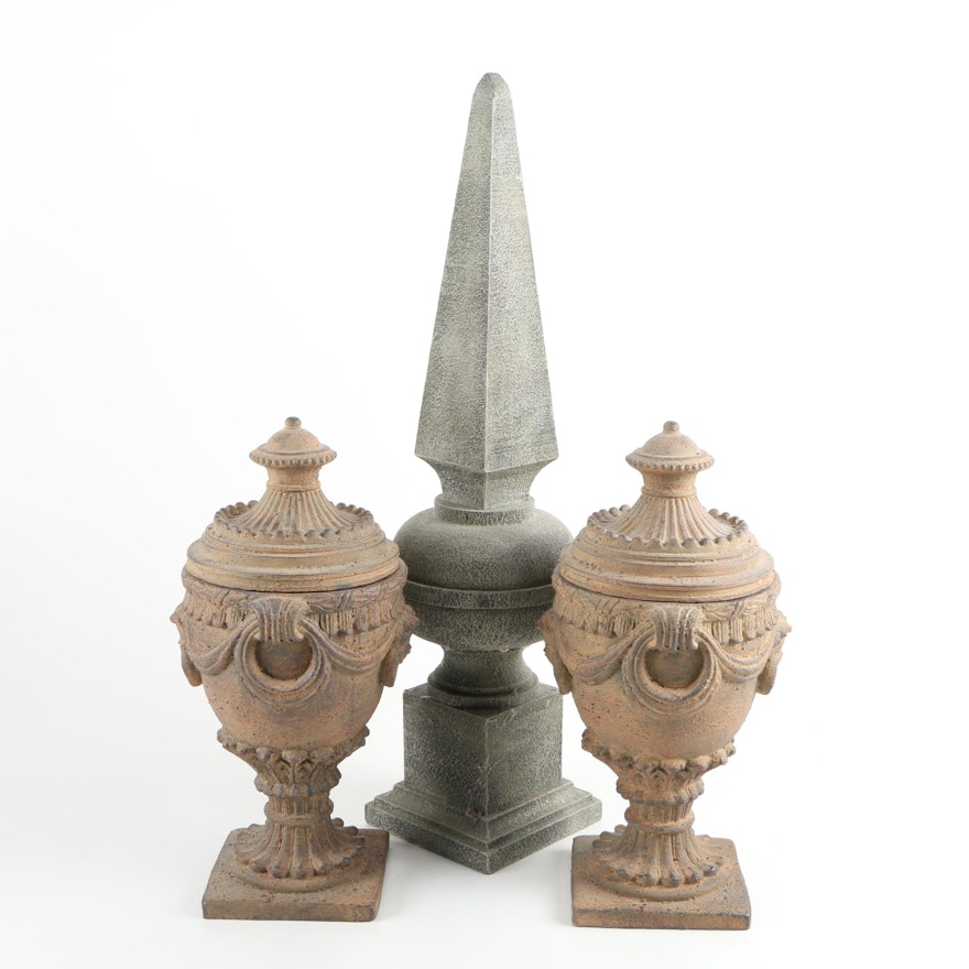 Decorative Obelisk and Urns