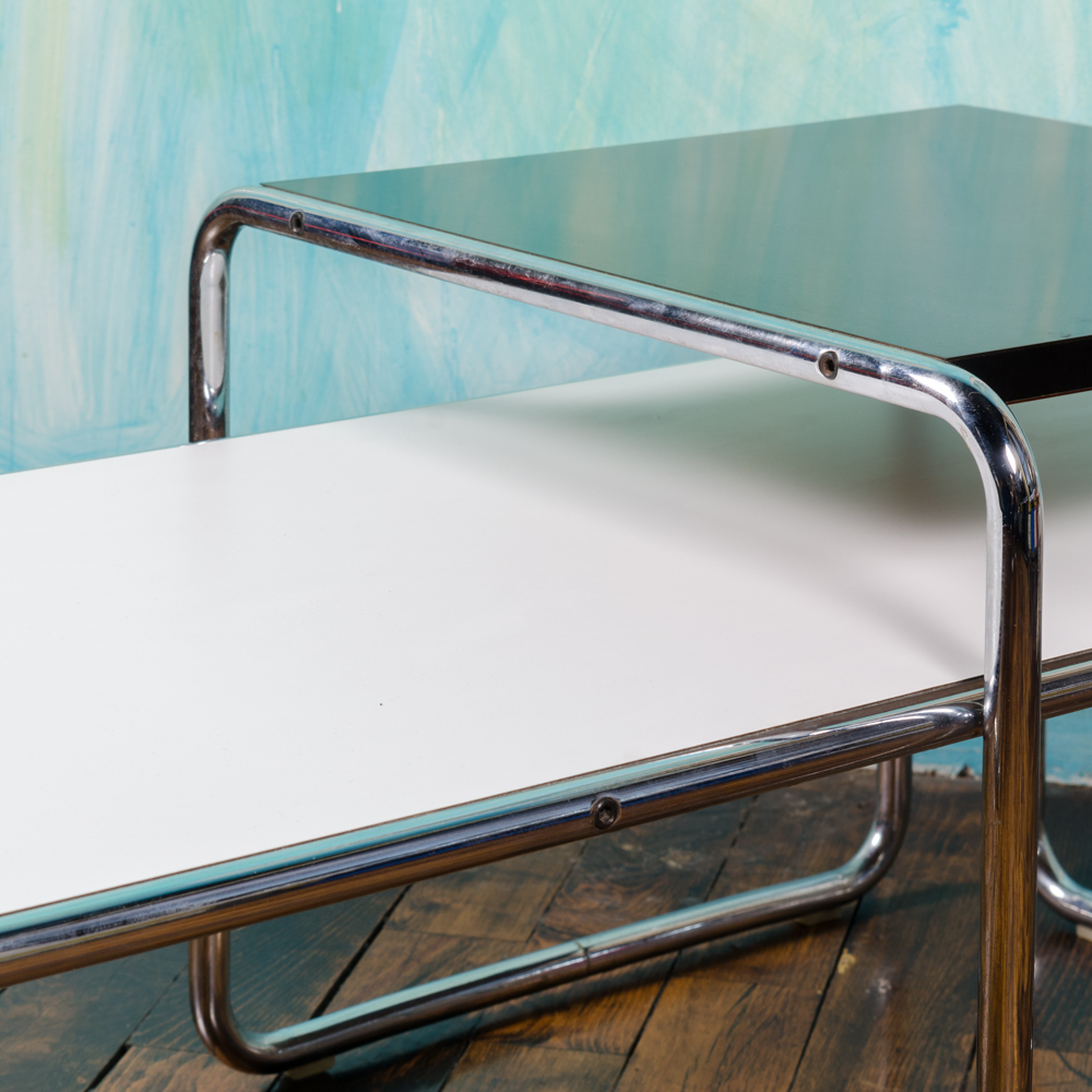 Mid Century Modern "Laccio" Nesting Coffee and Side Table by Breuer for Knoll