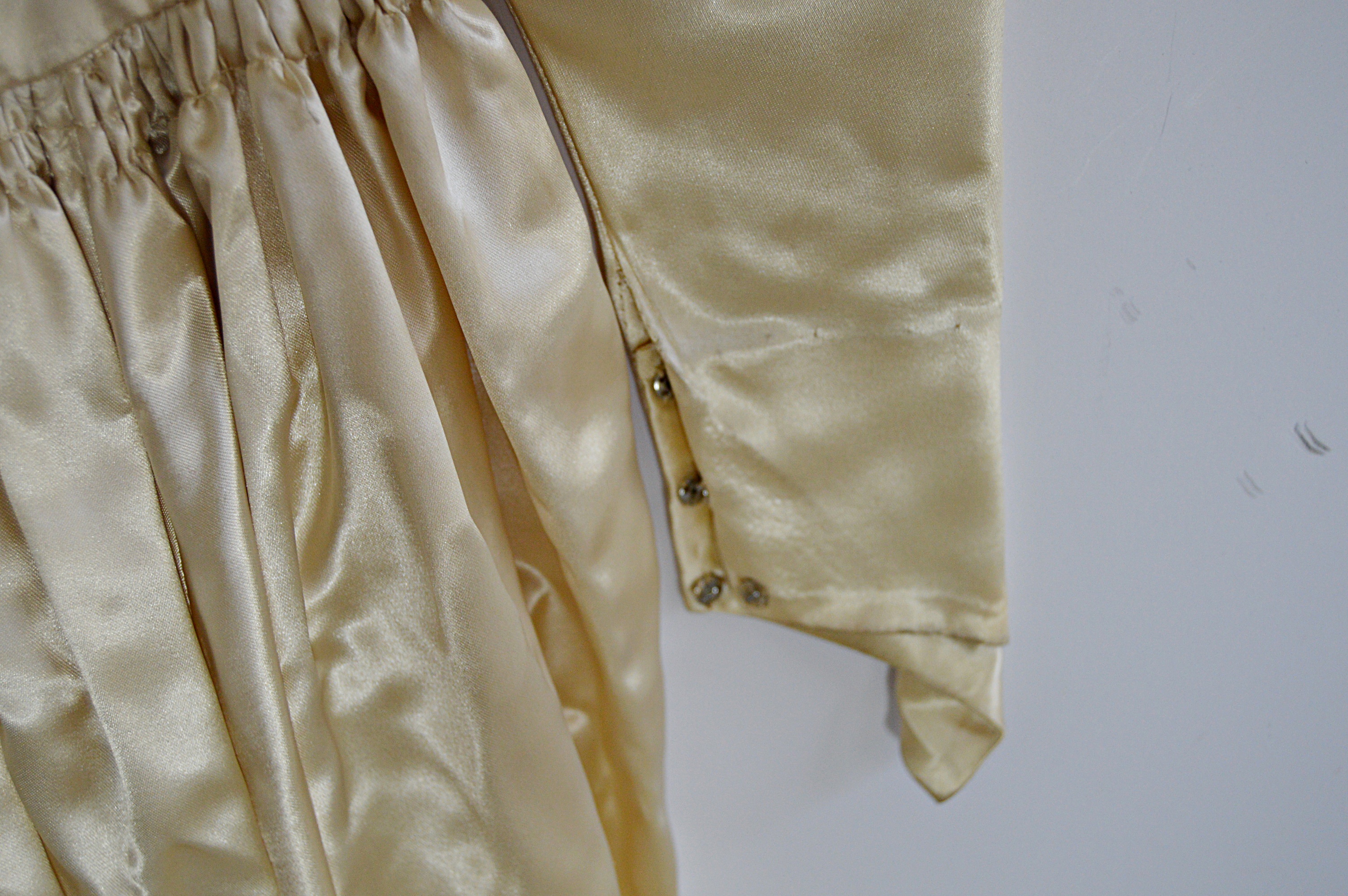 1940s Cream Satin Wedding Dress with Veil