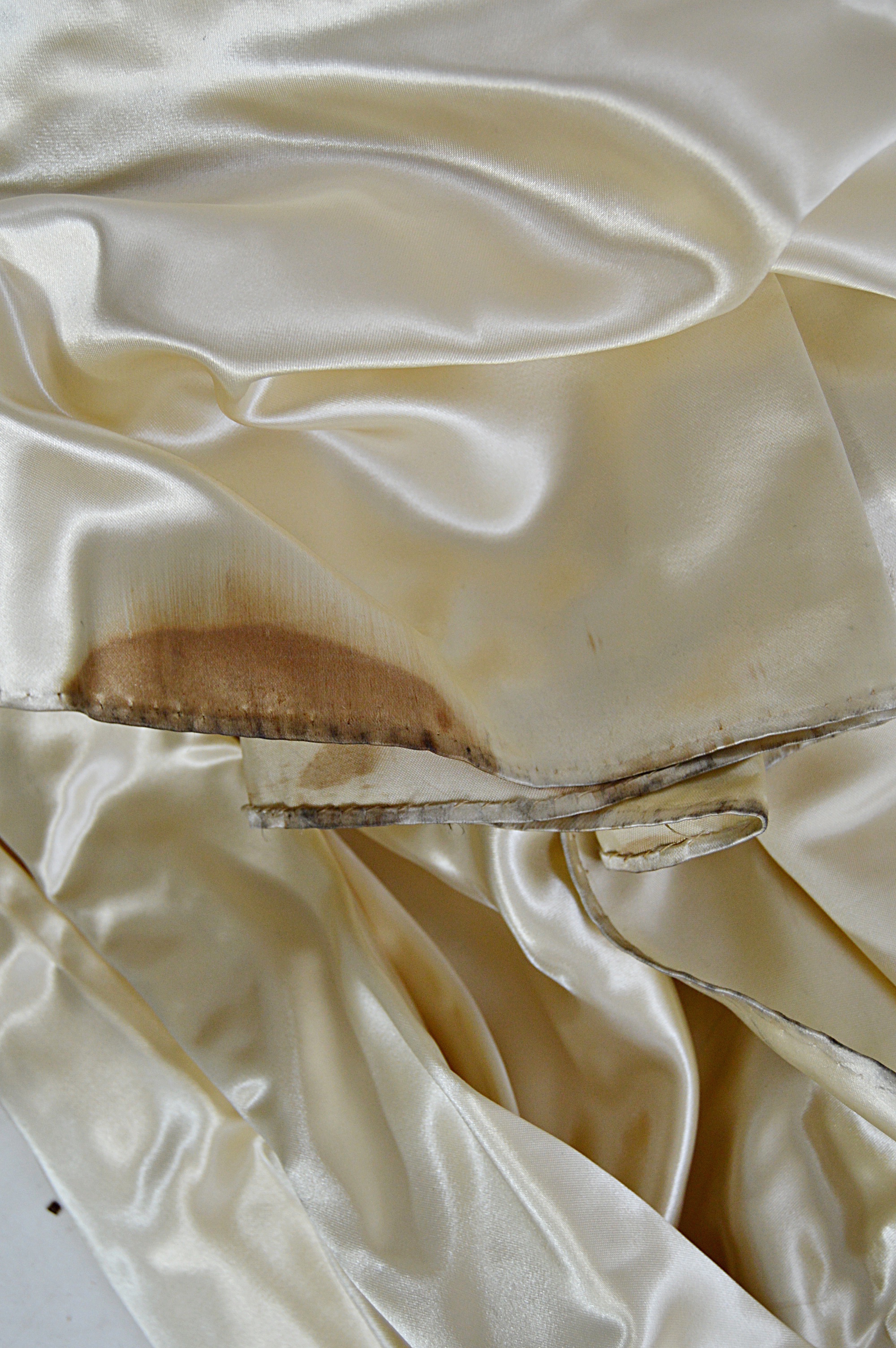 1940s Cream Satin Wedding Dress with Veil