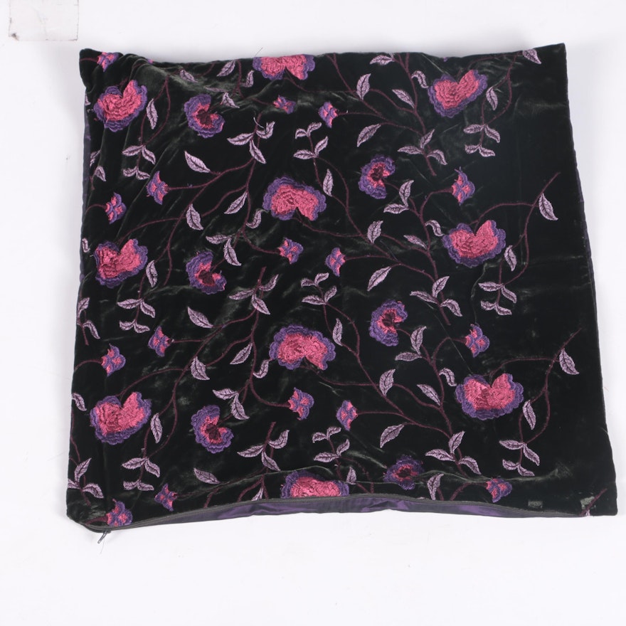 Embroidered Velvet Pillow Cover