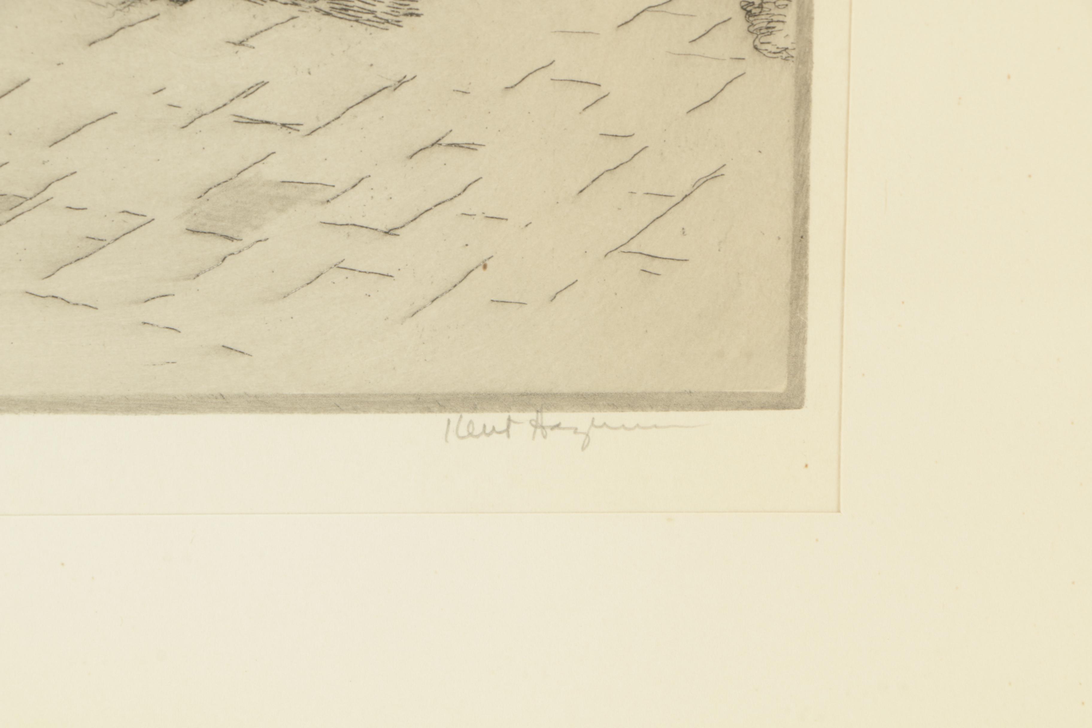 Kent Hagerman Etchings "Louisville Lock and Dam 41" and "Kentucky River"