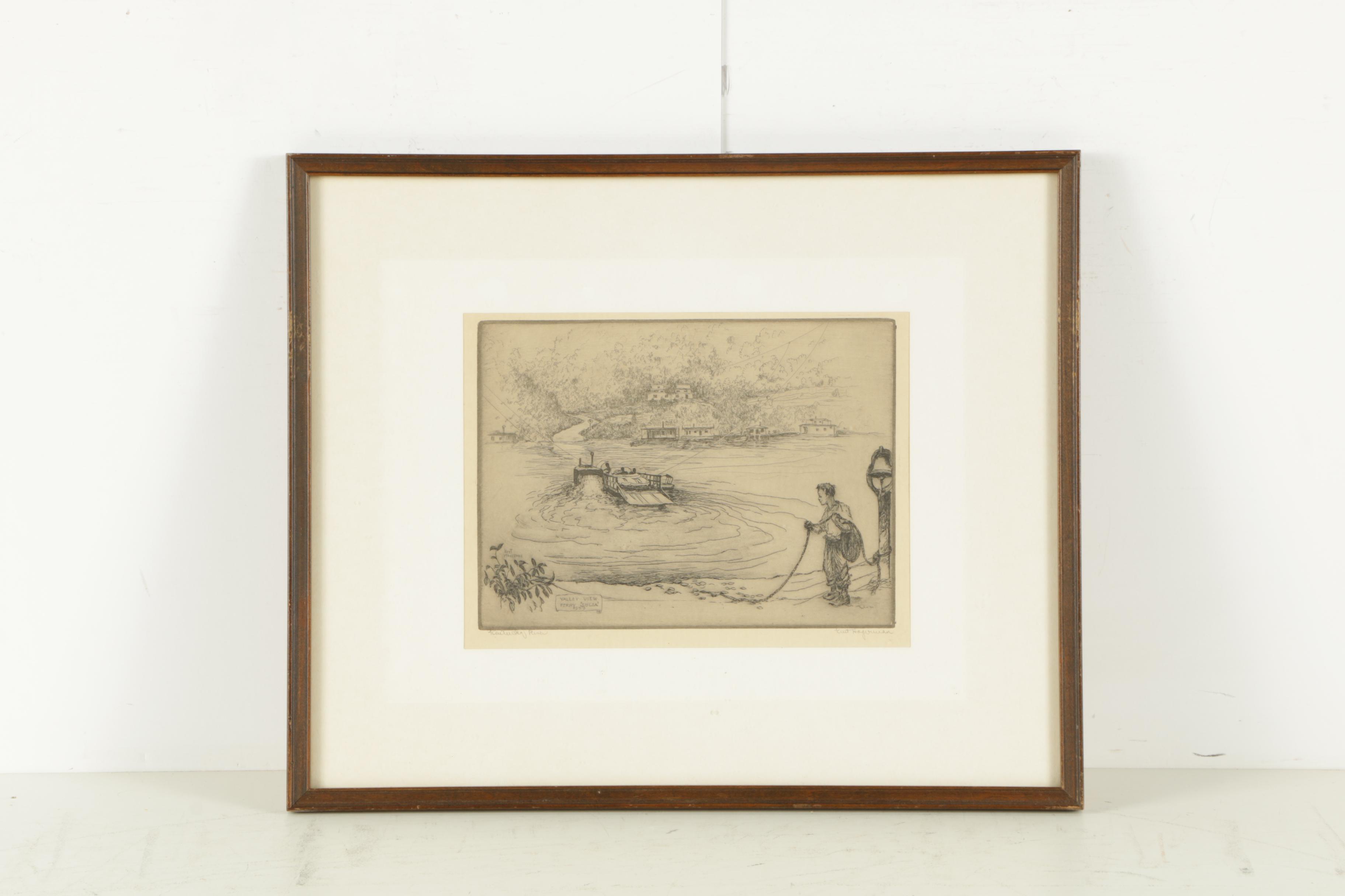 Kent Hagerman Etchings "Louisville Lock and Dam 41" and "Kentucky River"