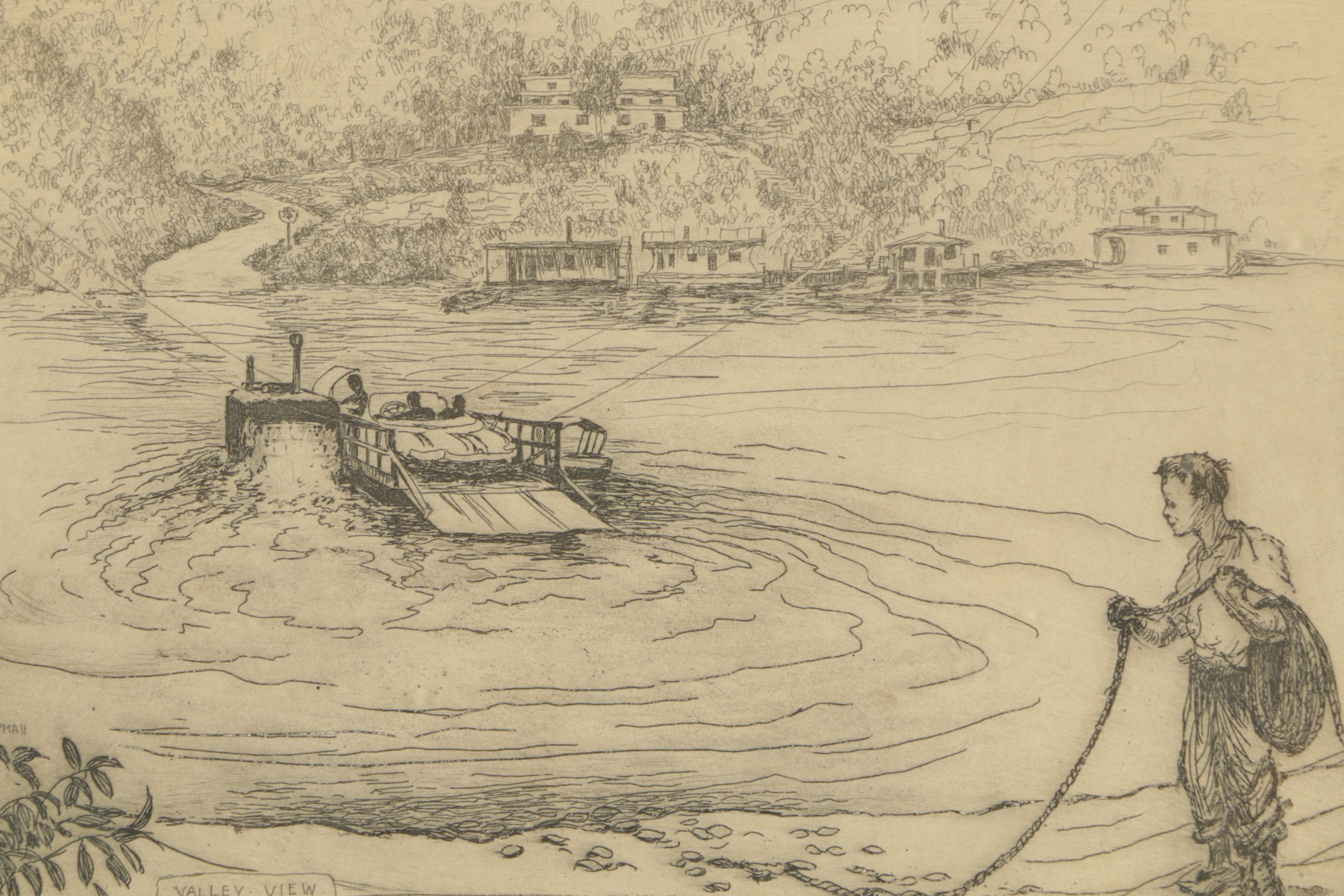 Kent Hagerman Etchings "Louisville Lock and Dam 41" and "Kentucky River"