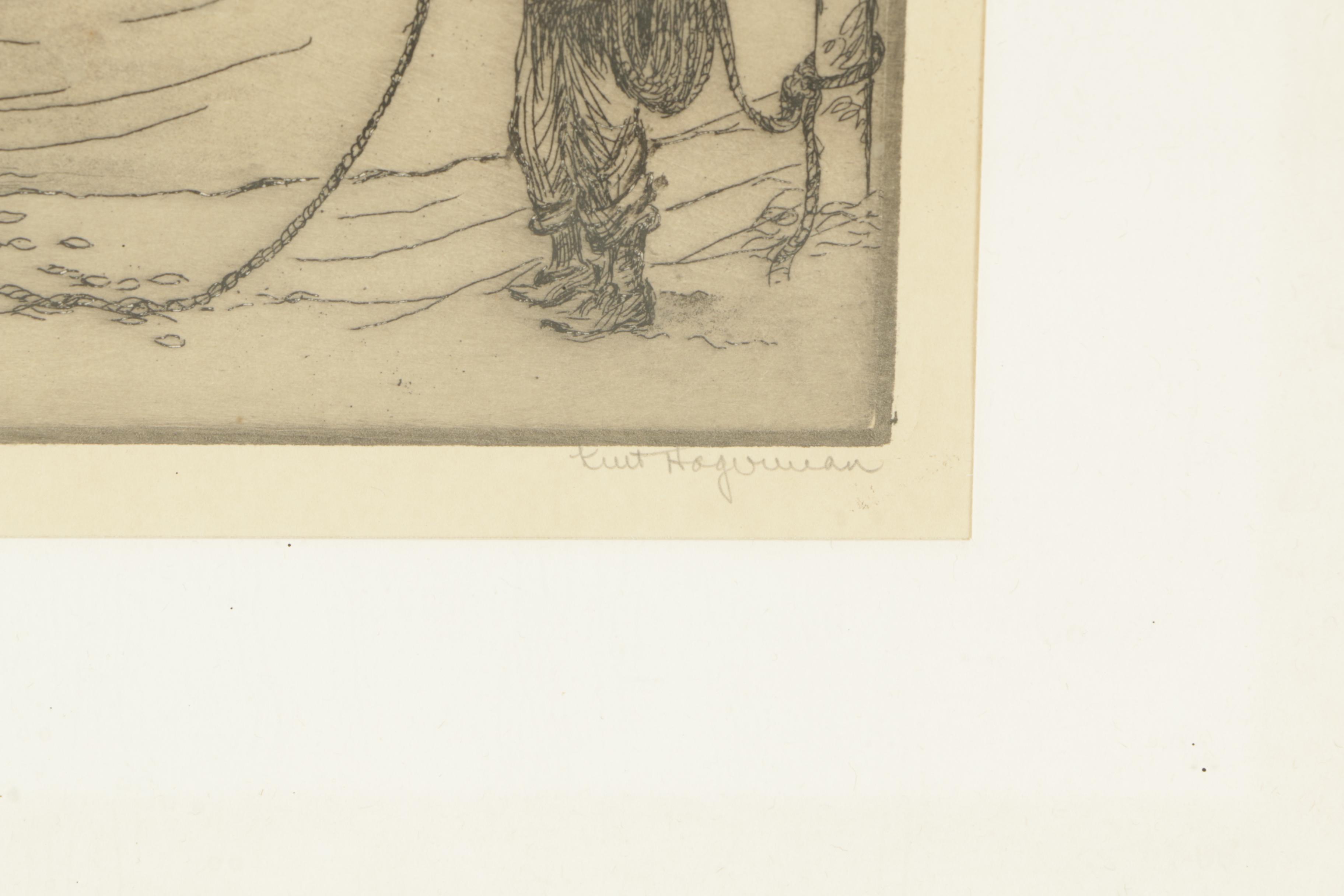 Kent Hagerman Etchings "Louisville Lock and Dam 41" and "Kentucky River"