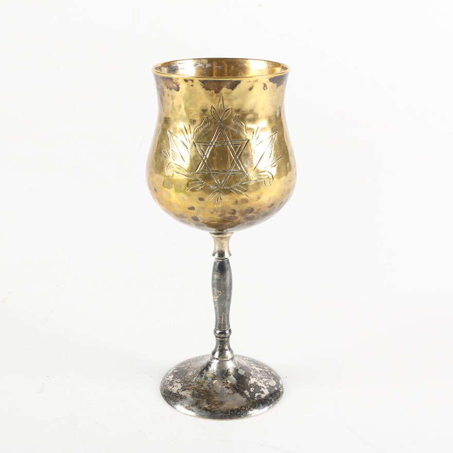 Vintage Brass and Plated Silver Kiddush Cup