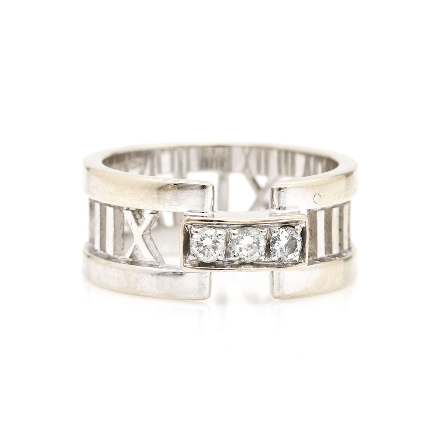 Tiffany & Co. "Atlas" 18K White Gold Diamond Ring