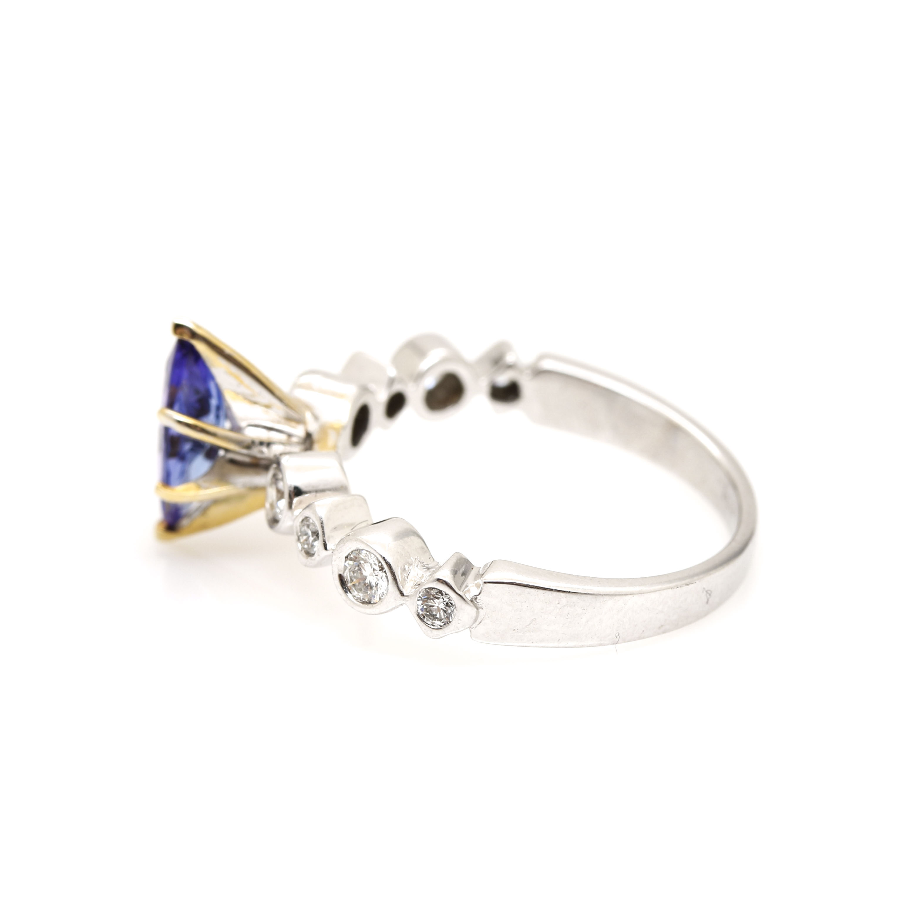 14K White and Yellow Gold Tanzanite and Diamond Ring
