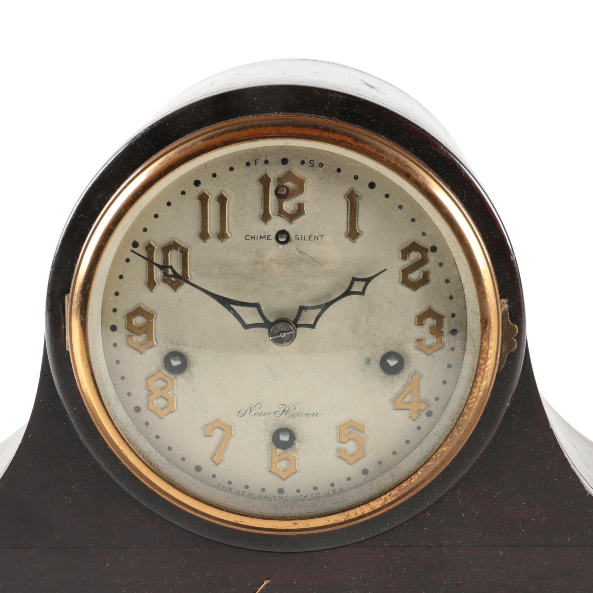 Vintage New Haven Clock Company Tambour Mantel Clock