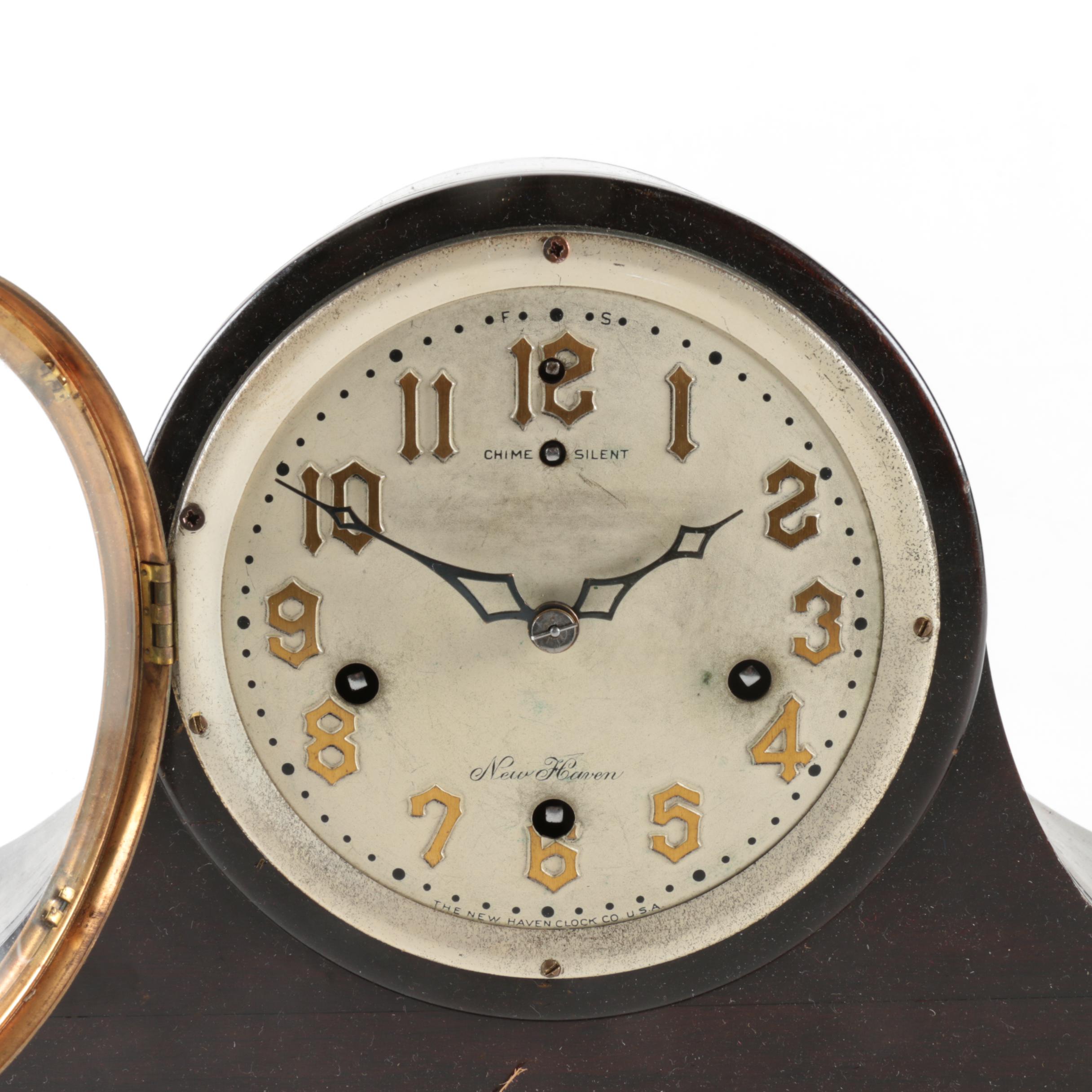 Vintage New Haven Clock Company Tambour Mantel Clock